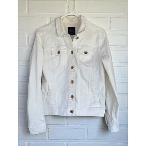 Cavalini Womens Medium White Denim Trucker Jean Jacket Streetwear Light Academia